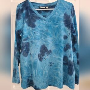 Logo Lounge Ocean Blue Tie-Dye V-Neck Long Sweatshirt